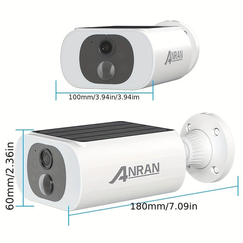 ANRAN 3MP Solar Überwachungskameras Kabellos Außenbereich, Farb-Nachtsicht, 2.4Ghz WiFi Überwachungskamera für den Außenbereich für Haussicherheit mit eingebautem Solarpanel, 2-Wege-Audio, Kompatibel mit Alexa