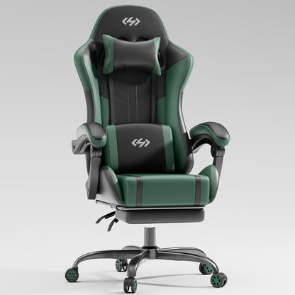 Gaming-Stuhl mit Taschenfederkissen, höhenverstellbarer Gaming-Computerstuhl, ergonomischer Erwachsenenstuhl mit Massage-Lendenstütze, Drehfunktion, für Gaming oder Büro