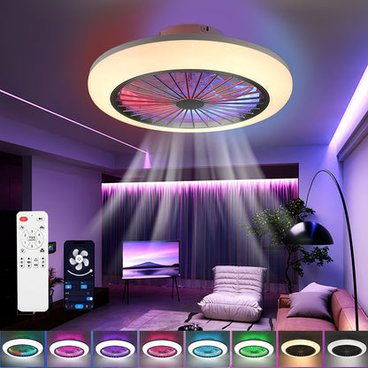 50W RGB Intelligente Deckenventilator-Leuchte | 6 Geschwindigkeiten + umkehrbarer Ventilator | APP-Steuerung | Sternenhimmel-Effekt + Musik-Sync | Leises Design | für Schlafzimmer/Wohnzimmer