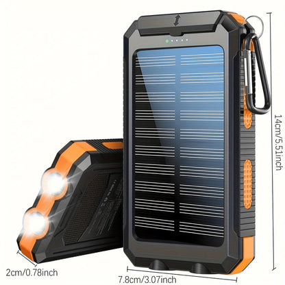 Solar-Ladegerät 20000mAh, Tragbares Dual-USB-Ausgang Solar-Ladepanel, Schnelllade-Externe-Akku-Packung, Integrierte LED-Taschenlampe Notfallmodell für Wandern. (2er-Pack)