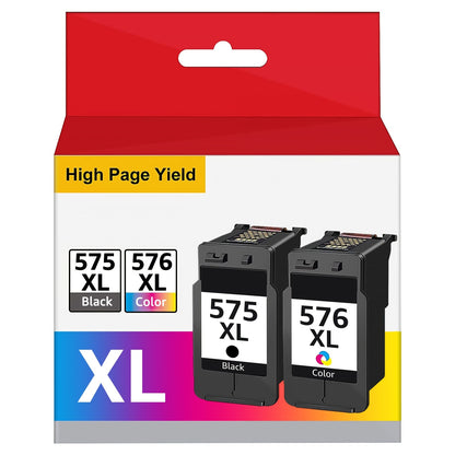 PG-575XL CL-576XL 575 XL 576 XL Multipack Wiederaufbereitete Patronen Kompatibel mit Canon 575 576 Patronen für PIXMA TS3550i TS3551i TR4750i TR4751i (1x 575 XL Schwarz, 1x 576 XL Farbe)