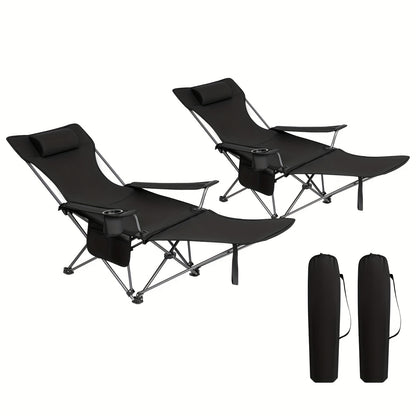 1 Stück/2 Stücke Lounge-Stuhl, Camping-Stuhl, Klappbarer Anglerstuhl, Verstellbarer Und Abnehmbarer Rücken, Fußpedal, Becherhalter, Aufbewahrungstasche, Sonnenstuhl, Langlebig, Geeignet Für Wildfischerei Im Freien, Innenhof-Schwimmbad, Strand, Urlaub Am M