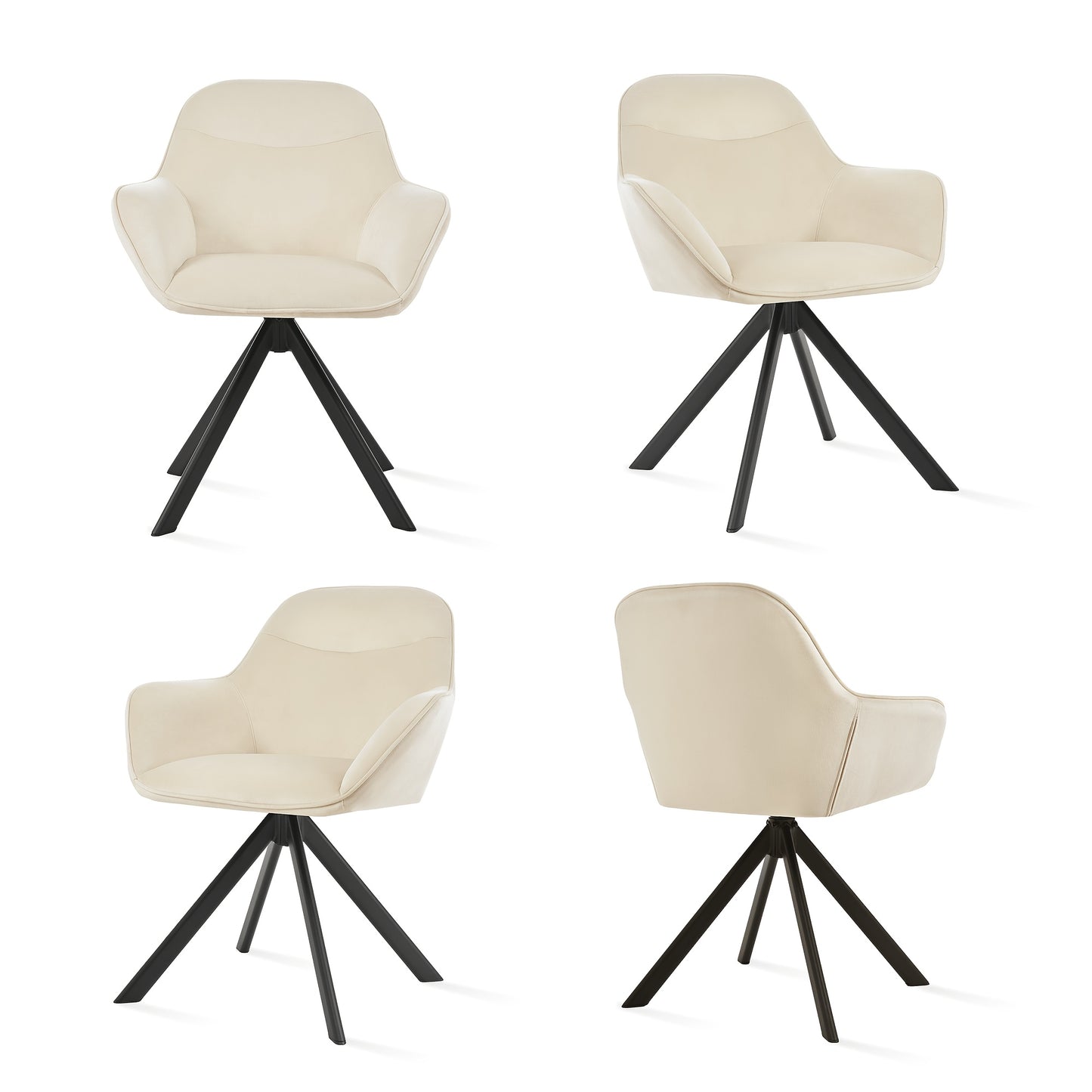 Elegante, moderne, drehbare 360-Grad-Esszimmerstühle mit Polsterung  dicken Sitzflächen, ergonomisch gestaltet für Familien, Cafés  Restaurants – 2er-Set/ 4er-Set/ 6er-Set