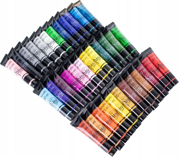 Hochwertiges Acrylfarben-Set, Großes Fassungsvermögen (36 Flaschen x 20 ml), Leuchtende Farben, Einfach zu Mischen, Ungiftig, Hohe Deckkraft, Schnelltrocknend, Wasserfest, Ideal für Profikünstler, Hobbykünstler und Anfänger