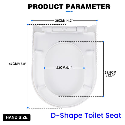 Toilettendeckel mit Absenkautomatik D-Form WC Sitz mit Absenkautomatik -Toilettensitz Quick Release Funktion, Abnehmbar Toilettensitz,Premium Klodeckel aus mit verstellbaren Scharnieren, Klobrille, WC deckel
