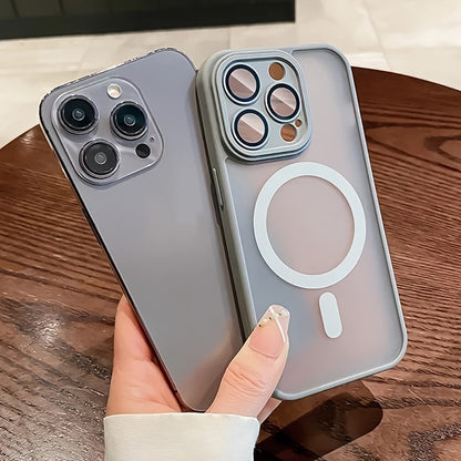 Handyhülle - Luxuriöse magnetische kabellose Ladehülle für iPhone 17 Air 16 15 14 13 12 11 Pro Max Plus, matte, durchscheinende, harte Schutzhülle, stoßfest, Kameraschutz