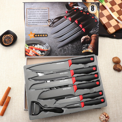 Kochmesser-Set, 8-teiliges superscharfes Küchenmesserset, Premium-Kochmesserset aus deutschem rostfreiem Edelstahl mit hohem Kohlenstoffgehalt, professionelles Küchenmesserset mit ergonomischem, rutschfestem Griff  Geschenkbox