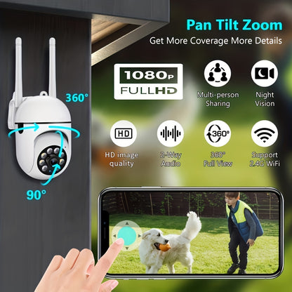 Black Friday 2er-Pack Ease Life APP 1080P HD WiFi-Überwachungskamera, Farb-Nachtsicht, 2-Wege-Audio, 360° Schwenk-/Neige-/Zoom-Funktion, Bewegungsverfolgung & -erkennung für Heimüberwachung, Suchscheinwerfer & Sirene, kabelgebunden
