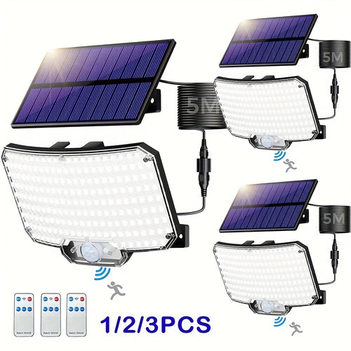3 Stück/2 Stück/1 Stück LED Bewegungsmelder Solarleuchten Außen, 234 LEDs & 3 Modi. PIR Bewegungsmelder Flutlicht mit Fernbedienung, Solar Sicherheitsleuchte für Garten, Hof, Zaun, Weg, für Garten, Scheune, Veranda, Garage, Wandleuchten, Weihnachtsgeschen