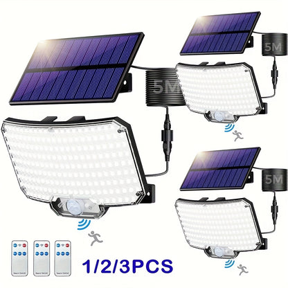3 Stück/2 Stück/1 Stück LED Bewegungsmelder Solarleuchten Außen, 234 LEDs & 3 Modi. PIR Bewegungsmelder Flutlicht mit Fernbedienung, Solar Sicherheitsleuchte für Garten, Hof, Zaun, Weg, für Garten, Scheune, Veranda, Garage, Wandleuchten, Weihnachtsgeschen