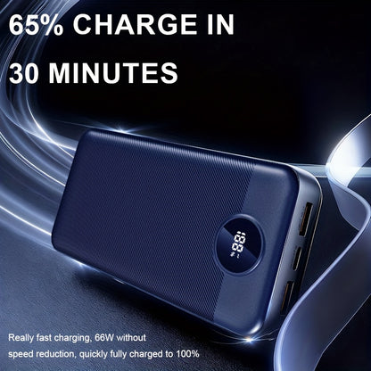 50000mAh Powerbank, 66W Schnellladung, tragbares mobiles Netzteil, Outdoor-Notstromreserve, schneller USB-Ladegerät, leicht zu transportieren, intelligente Digitalanzeige, geeignet für iPhone, Android  digitale Geräte, sicherer Lithium-Polymer-Akku