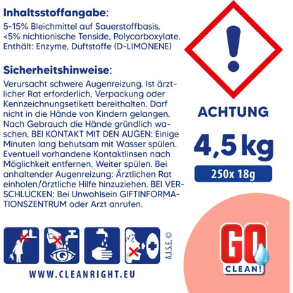 GO clean! Compact 18g Spülmaschinentabs in Aufreißfolie 9 kg ca. 500 Stück od. 4,5 kg ca.250 Stück -- Basis-Reinigungskraft
