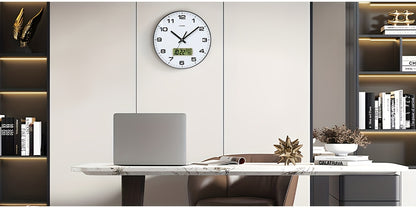 TIMESS Kalenderanzeige Analog Wanduhr, 12/14 Zoll 2-farbiges Großzifferblatt Leise, Zeigt Ewigen Kalender  Fahrenheit-Temperatur an, Dekoration für Schlafzimmer, Büro, Schule