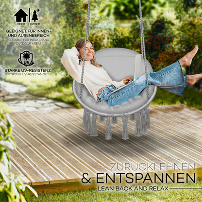 tillvex® Hängesessel Outdoor 200kg zum Aufhängen Hängestuhl XL Indoor mit Kissen Hängekorb wetterfest Schaukelkorb Hängeschaukel mit Kissen