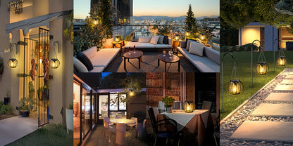 4/2er Pack Bronze Metall Solarleuchten für Draußen, Hängende Solar-Laterne mit Warmweißer LED-Birne, Automatisches Ein-/Ausschalten für Garten, Balkon, Terrasse, Weg, Hof, IPX5