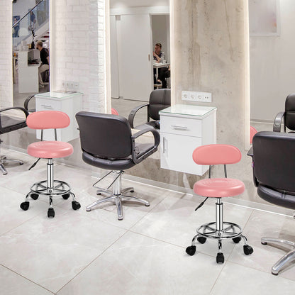 360° runde Salonstuhl mit Rückenlehne und Linien, professioneller, verstellbarer Salonstuhl, moderner Barhocker mit drehbarem PU-Leder, Armlehne für Küche, Esszimmer, Wohnzimmer, Bistro, Spa