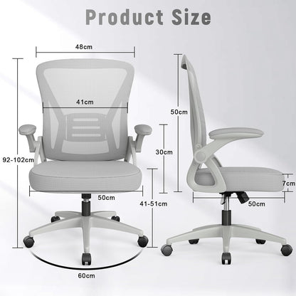 GartistGo Bürostuhl Ergonomischer Schreibtisch mit 90° Flip-up Armlehne Lendenwirbelstütze, höhenverstellbarer Stuhl, Executive Swivel Computer gepolsterte Sitzkissen für Haus/Büro
