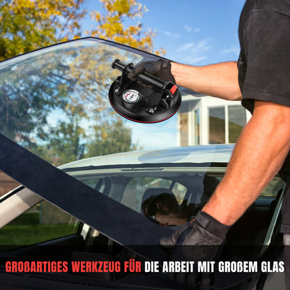 2er-Set 8" Saugheber mit Manometer, Glassauger Tragkraft Max.400KG, Vakuum Fliesenheber mit Tragbarer Werkzeugkasten, für Glas, Fliesen, Marmor