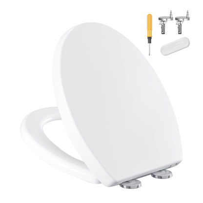 WC-Sitz O-Form, Absenkautomatik, Toilettendeckel, Griff, PP-Kunststoff, einfache Montage, bis 300 kg, weiß