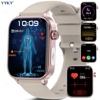2026 Neue Smartwatch: 4,98cm IPS Display, 340mAh Akku mit langer Laufzeit, BT 5.0 Anrufe, Multi-Sport-Modi, Menstruations- & Temperaturüberwachung, Wettervorhersage, Sprachassistent/SOS-Funktion, Magnetisches Aufladen, Fitness Tracker Uhr für Android & iO