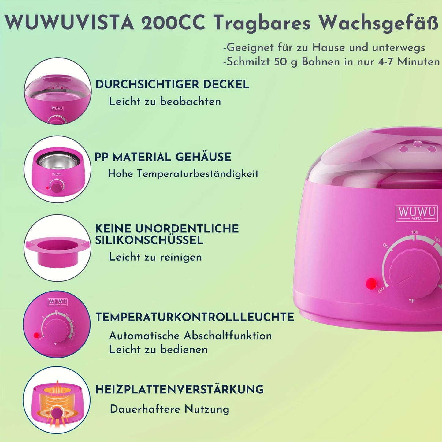 Wachs-Set 19-teilig | Muttertagsgeschenke, WUWUVISTA Haarentfernung Hartwachs-Set Geschenke für Frauen/Männer/Teenager/Ehefrau/Freunde für Gesicht/Brazilian/Whole Body/Bikini/Geschmeidige Haut mit Wachserwärmer & Wachspartikeln