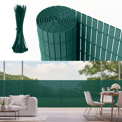 Sichtschutzmatte PVC Sichtschutzzaun mit verstärkten Lamellen 80-200 cm hoch, 300-500 cm lang, Balkon- & Gartensichtschutz ohne Bohren, wetterfest & blickdicht, inkl. Kabelbinder, Windschutz für Terrasse