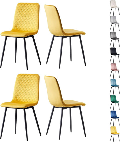 mcc direct Esszimmerstühle im 4er Set aus Samtstoff, Metallbeine, Lexi-Stühle, Desigenerstühle