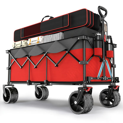 Industrietauglicher Klappwagen, 300L Fassungsvermögen, 200kg Belastung, 17x10cm Geländereifen, 4-Wege-Klappsystem, Rot mit Grau, Olivgrün, Schwarz, Anthrazit, Blaugrau, strapazierfähige Segeltucht, GS- für Bauarbeiten, Festivals, Hochleistungs-Transportlö