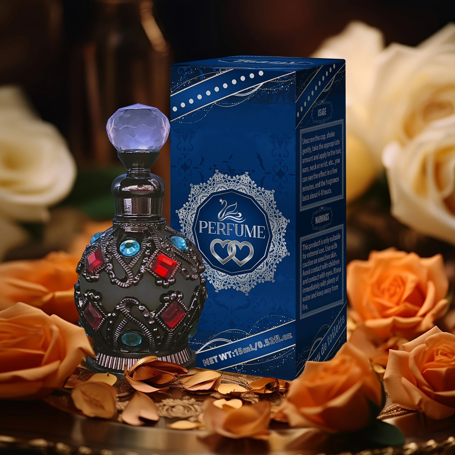 Arabisches Damenparfümöl beginnt mit reicher Rose, gemischt mit warmem Vanille und holzigen Noten, die sich in drei Schichten allmählich entfalten. Es verleiht Eleganz den täglichen Pendlerfahrten, Romantik den Dates und Glamour den Partys.