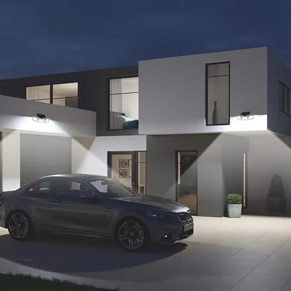 2er-Pack Solarbetriebene Wandleuchte, 3 Beleuchtungsmodi, Solar-Außenleuchte für Garten, Straße, Veranda, Terrasse, Zaun, Deck, Treppe, Außenwandleuchten mit PIR-Nachtsensor, Robuste polierte Metallenden, Dekorative Solar-Sicherheits-Flutbeleuchtung