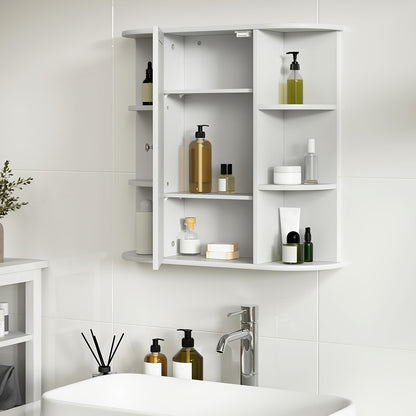 1-tlg. Badezimmerspiegel-Wandschrank, weißes MDF mit verstellbaren Regalböden, Türen, Badezimmermöbel-Set, stilvoller Stauraum für Badezimmer, Schlafzimmer oder Flur, einfache Montage, hochwertige Verarbeitung, 60x58x16cm