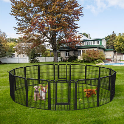 Costoffs 65 cm B × 80 cm H Welpenlaufstall mit Gitterelemente Faltbarer Hundelaufstall Gehege mit Tür & Bodenheringe Innen- & Außenbereich