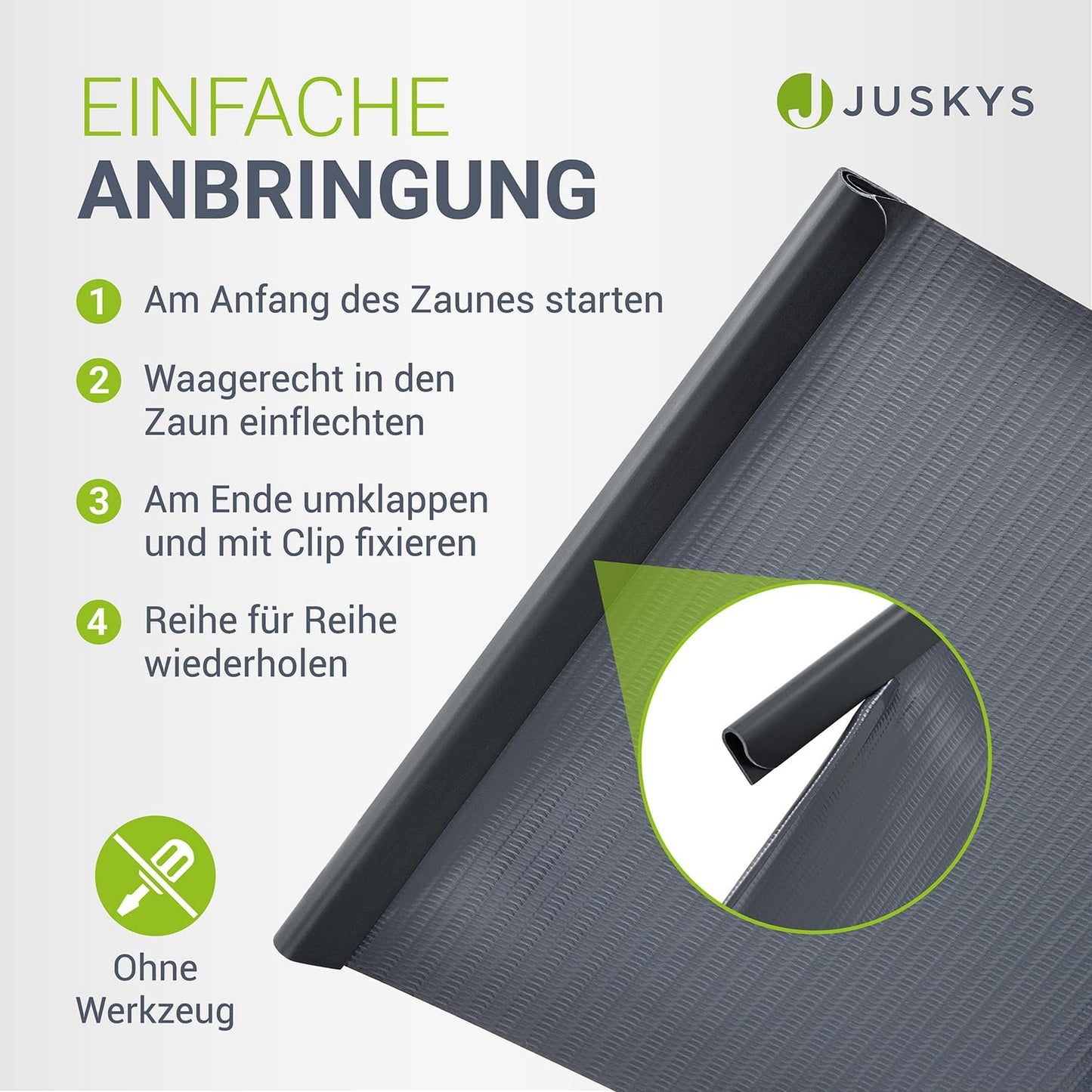 PVC Sichtschutzstreifen Doppelstabmatten Zaun 4er Set - 4 Rollen á 35m x 19cm - 120 Befestigungsclips - Zaunfolie Sichtschutz Windschutz - anthrazit