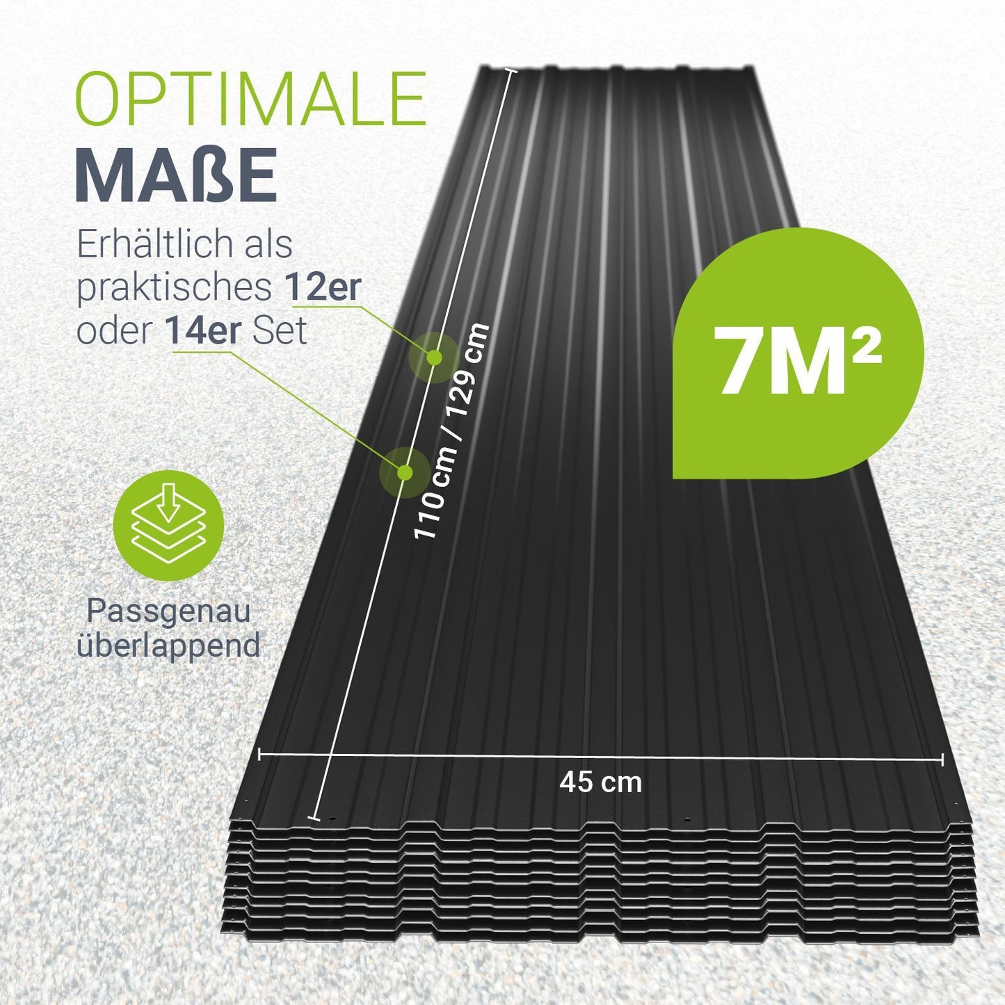 Profilblech Anthrazit Grau Grün, Verzinkter Stahl, UV-beständig und witterungsfest, 0,23 mm Materialstärke, inkl. Montagematerial