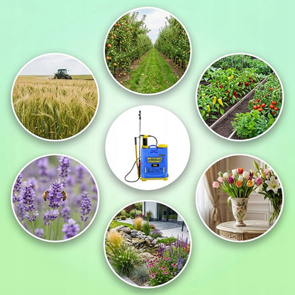 LAZYhome 16L Rucksack-Drucksprühgerät mit 100 cm langer Lanze – eine langlebige und praktische Lösung für Garten, landwirtschaftliche Arbeiten und Desinfektion. Das ergonomische Design gewährleistet bequemes Tragen, während das große Fassungsvermögen eine