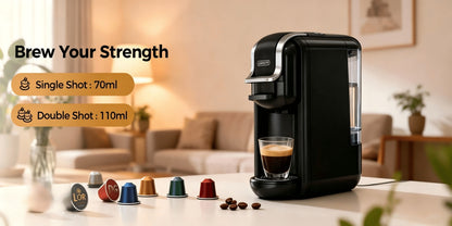 Vatertagsgeschenk, CAFELFFE MK-603 Kapsel Kaffeemaschine, 20 Bar Espressomaschine, Heiß- und Kaltkaffee, Kompatibel mit NS/DG/ESE Kapseln und gemahlenem Kaffee, 0.6L Abnehmbarer Wassertank, Automatische Abschaltung, Ideal für die Küche zu Hause und als Ge