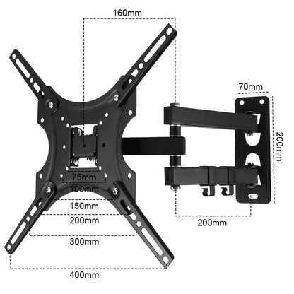1 Stk. Ausziehbarer, drehbarer TV-Ständer, Wandmontierte Teleskophalterung, Computermonitor Wandmontage, Geeignet für die meisten 43.18-139.7 cm TVs oder Computermonitore, mit 4 Verlängerungsarmen, Tragkraft 20Kg