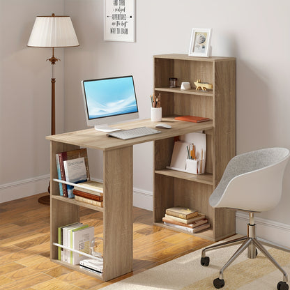 120 cm Schreibtisch mit Ablage, Computer Schreibtisch mit Ablage, Schreibtisch mit Ablage, 122 x 55 x 120 cm, Hellholz