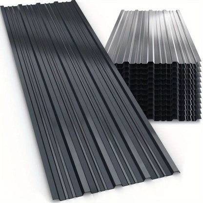 24 Wellblech-Metallprofile, 129 cm x 45 cm = 14 m² Dachplatten für Werkzeugschuppen – Verzinkte Stahldachpaneele, temporär  abnehmbar