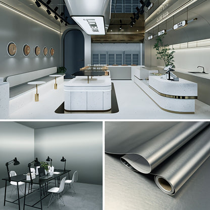 Eine Rolle goldenfarbener, gebürsteter Tapete, geeignet für Hochhaus-Türen, High-End Auto-Innenraum, Edelstahl, leichte Luxus-Dekorationsfolie, feuerfeste Kühlschrankfolie