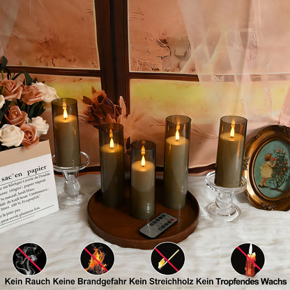 5 Stück LED-Kerzen für Halloween-Tisch-Mittelstück-Deko für den Innenbereich, flackernde realistische batteriebetriebene flammenlose Kerzen mit Fernbedienung  Timer für Halloween-Heim-, Fenster-, Kamin-Deko, Weihnachten, Feiertage