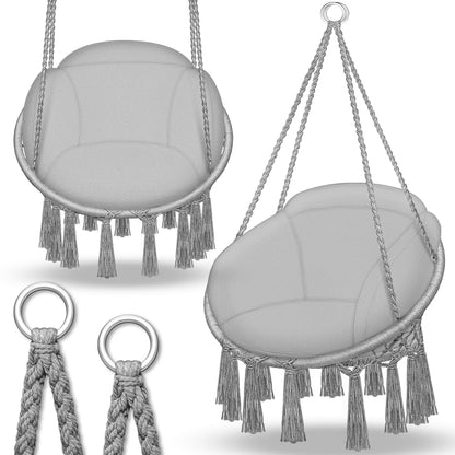 tillvex® Hängesessel Outdoor 200kg zum Aufhängen Hängestuhl XL Indoor mit Kissen Hängekorb wetterfest Schaukelkorb Hängeschaukel mit Kissen