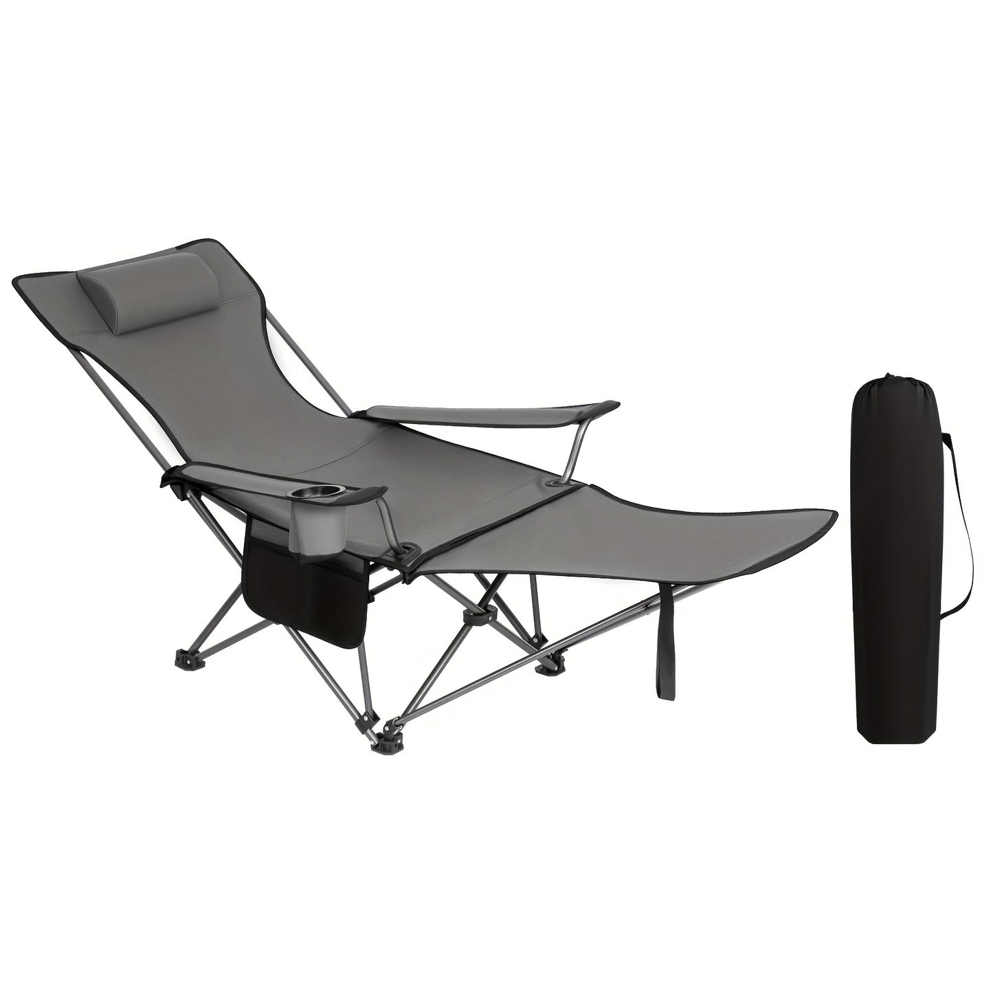 1 Stück/2 Stücke Lounge-Stuhl, Camping-Stuhl, Klappbarer Anglerstuhl, Verstellbarer Und Abnehmbarer Rücken, Fußpedal, Becherhalter, Aufbewahrungstasche, Sonnenstuhl, Langlebig, Geeignet Für Wildfischerei Im Freien, Innenhof-Schwimmbad, Strand, Urlaub Am M