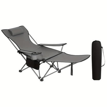 1 Stück/2 Stücke Lounge-Stuhl, Camping-Stuhl, Klappbarer Anglerstuhl, Verstellbarer Und Abnehmbarer Rücken, Fußpedal, Becherhalter, Aufbewahrungstasche, Sonnenstuhl, Langlebig, Geeignet Für Wildfischerei Im Freien, Innenhof-Schwimmbad, Strand, Urlaub Am M