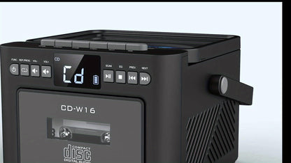 CD-Kassettenspieler-Boombox mit 5000-mAh-Akku, tragbarer CD-Player, 5-W-Dual-Stereo-Lautsprechern, FM-Radio, Fernbedienung, Aufnahmefunktion, 3,5-mm-Kopfhöreranschluss – unterstützt AUX, TF-Karte und USB für Zuhause