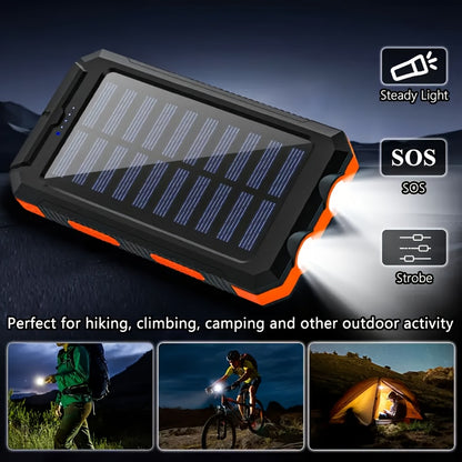 Solar-Ladegerät 20000mAh, Tragbares Dual-USB-Ausgang Solar-Ladepanel, Schnelllade-Externe-Akku-Packung, Integrierte LED-Taschenlampe Notfallmodell für Wandern. (2er-Pack)