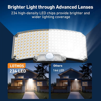 2er-Pack Solar-Wandleuchten für den Außenbereich für Wege mit PIR-Bewegungsmelder, 234 LED Solar-Zaun-  Stufenleuchten IP65, 3 Modi, superhell, LED-Deckbeleuchtung für Wege für Terrasse, Garten, Hinterhof, Veranda