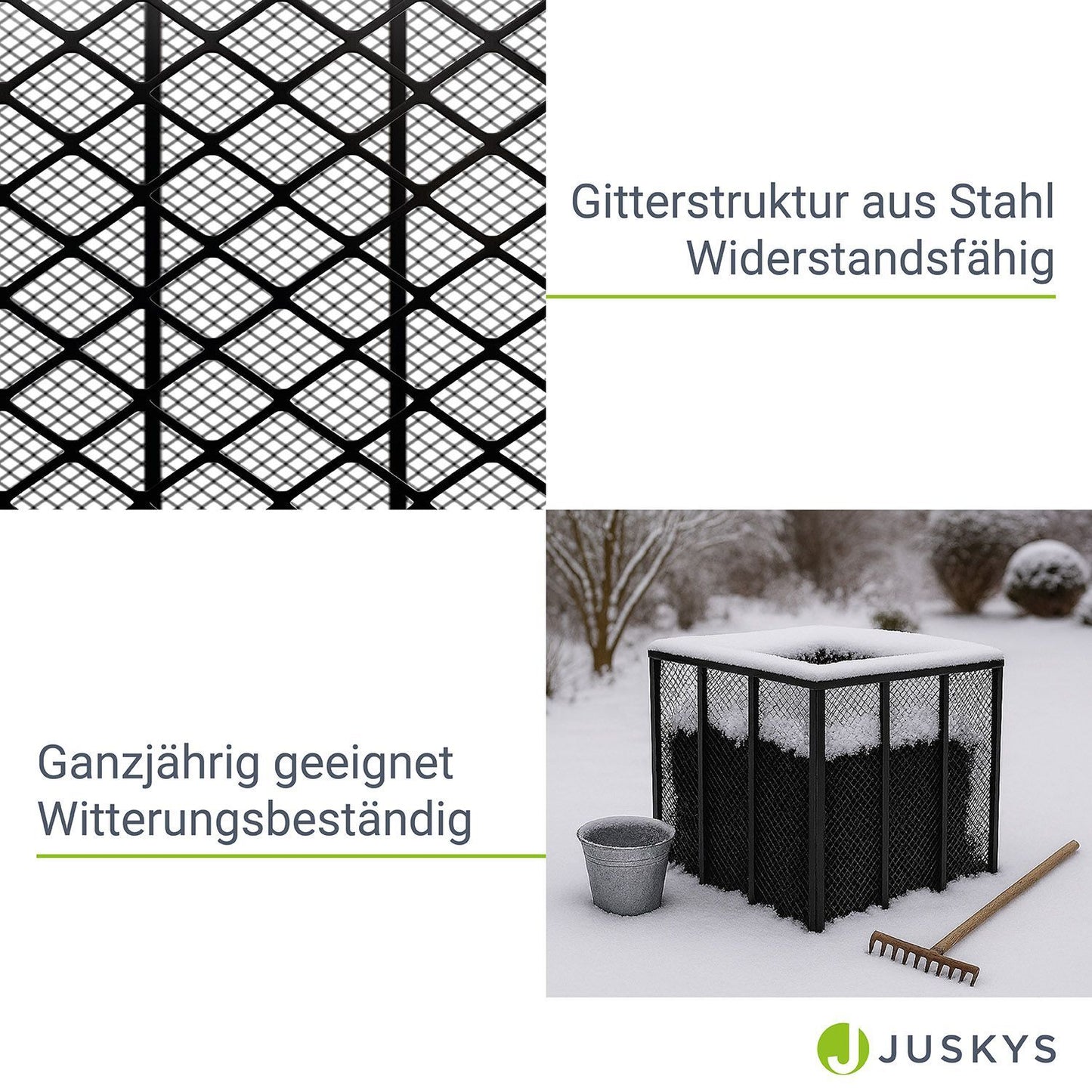 Metall Komposter , verzinkter & pulverbeschichteter Stahl, wetterfest, Belüftung durch Gitterrahmen, schnelles Kompostieren
