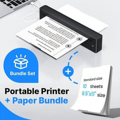 Verbesserter A10 Tragbarer Thermodrucker, tintenloser Thermodrucker unterstützt US Letter & A4 Größe, für Geschäft/Büro/Zuhause, kompatibel mit Telefon, Tablet & Laptop, inklusive 10 Thermalpapier