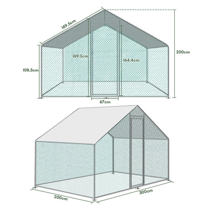 Hühnerstall Freilaufgehege XL mit Schloss, Hühnerhaus Freiluft-Geflügelstall, für Hühnerkäfig Kleintiere Vogelkäfig Haustierkäfig